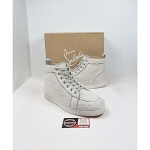 Size 11.5US - Christian Louboutin Shearling High Top Sneakers🤍 Retail $1K!